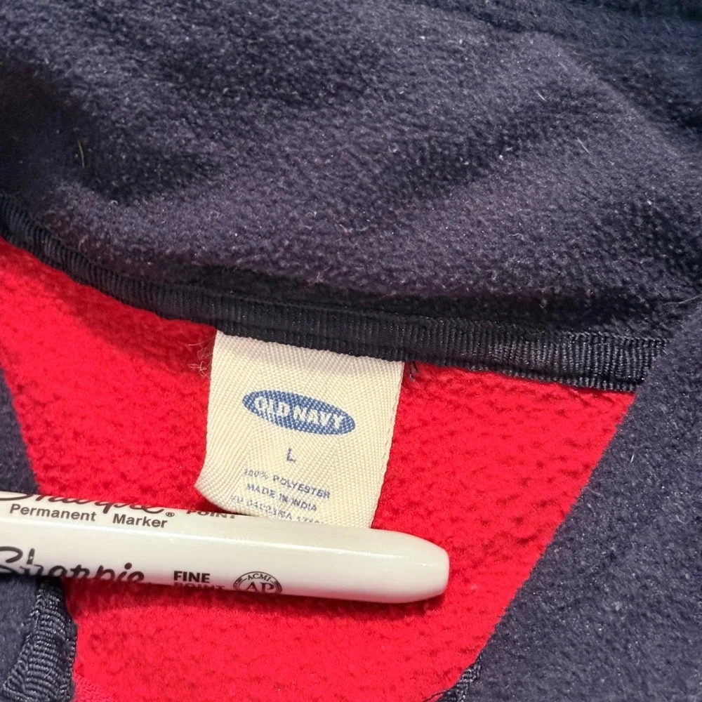 Old‎ Navy Fleece Pullover Mens L Red Quarter Zip Embroidered Logo Vintage